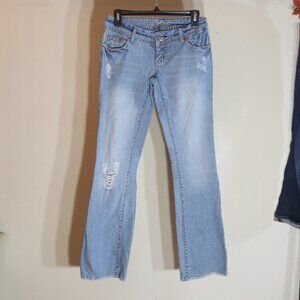 American Eagle AEO Artist Bootcut Destroyed Light Wash Jeans Size 2